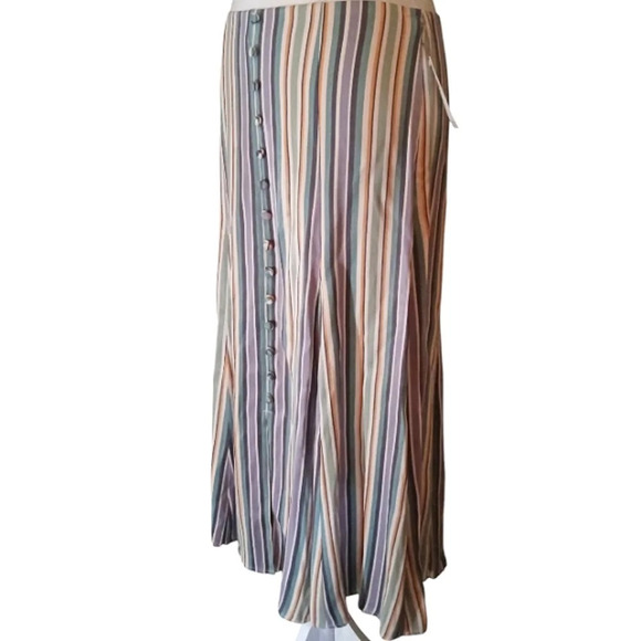 Anthropologie Maeve Freya Faux Button Front Full Hem Midi Skirt NWT Size 8 - Picture 5 of 8